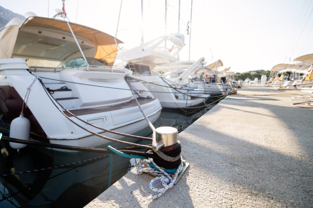 Picture of luxury white yachts in harbor Divi landing sleep therapy